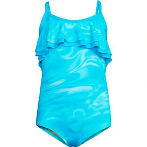 Lands' End Girls Blue Ruffle Swimsuit NWT Size 4